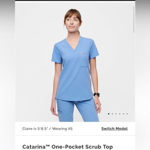 FIGS scrub set. Ceil Blue Catrina one pocket scrub top and yola skinny pants